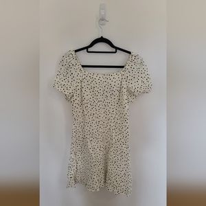 Loft Black and White Polka Dot Linen Blend Dress in women's size 0